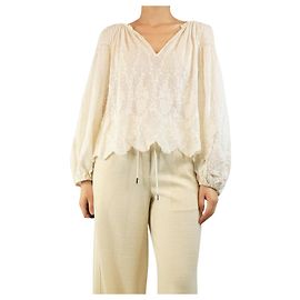 Ulla Johnson Camicetta in cotone bianco broderie anglaise - taglia UK 12 Bianco