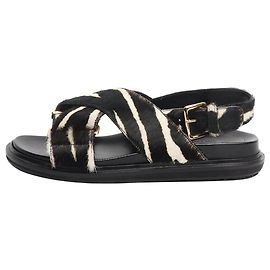 Marni Black cowhide zebra print sandals - size EU 38 (UK 5) Black