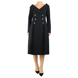Dorothée Schumacher Navy off-shoulder button-front midi dress - size L Navy blue