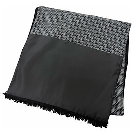 Hermès Sciarpa con frange in seta e angora HERMES Marrone Nero