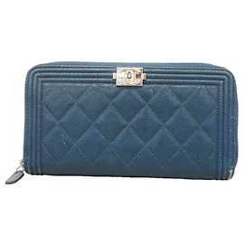Chanel Boy Long Wallet in Navy Navy blue