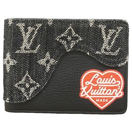 Cartera Slender Louis Vuitton Monogram Denim Negro