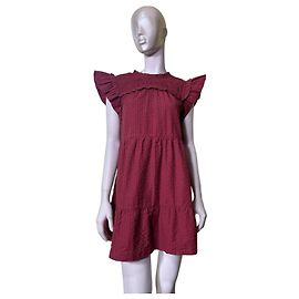 Robe à volants bordeaux texturée Sea New York avec manches à volants Bordeaux