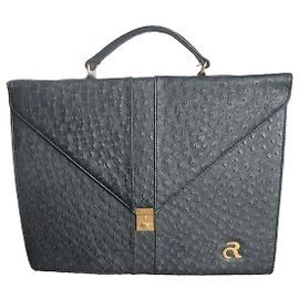 Autre Marque Roberto Cavallo Borsa Documenti in Pelle di Struzzo - Nero Nero