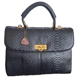 Autre Marque Borsa JRA Design in pelle stampa pitone, Nero Nero