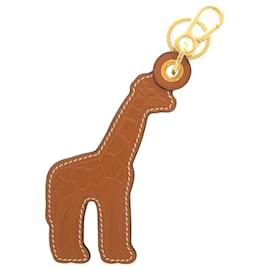 Loewe Giraffe Leather Handbag Charm Brown Yellow