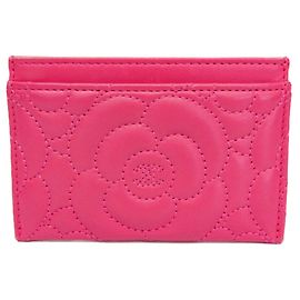 Chanel Camellia Leather Card Case in Pink Pink