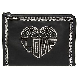 Valentino Garavani Studs LOVE Clutch Bag Black