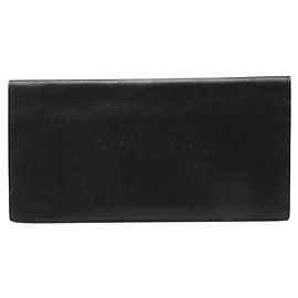 Hermès Hermes Black Leather Long Wallet Black