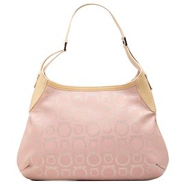 Salvatore Ferragamo Sac Hobo Ferragamo en toile enduite Gancini rose Rose