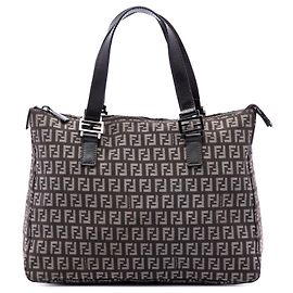 Fendi Brown Zucchino Canvas Tote Brown Dark brown