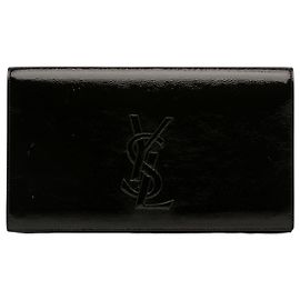 Saint Laurent Black Large Textured Patent Monogram Belle De Jour Clutch Black