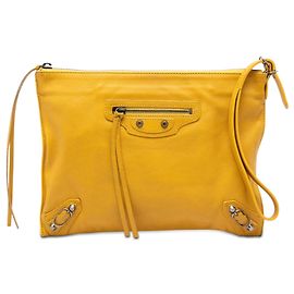 Clutch de pulso em couro amarelo Papier da Balenciaga Amarelo