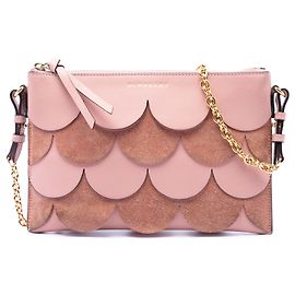 Bolsa transversal Peyton em couro e camurça rosa com acabamento recortado Burberry Rosa Outro