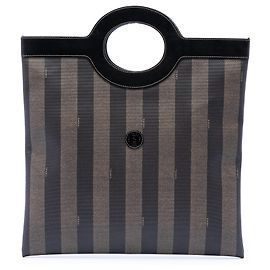 Fendi Brown Pequin Coated Canvas Tote Brown