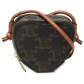 Céline Celine Brown Micro Triomphe Coated Canvas Heart Crossbody Marron