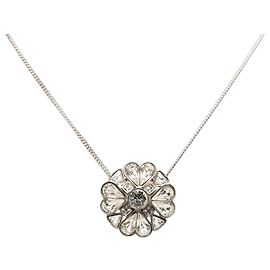 Collana con pendente Chanel Silver CC Brass Strass Clover Argento