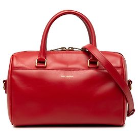 Borsa Saint Laurent Red Baby Leather Classic Duffle Satchel Rosso