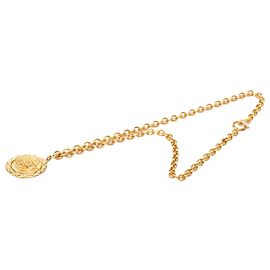 Collier pendentif Chanel Gold CC Médaillon Lion Crest plaqué or Doré
