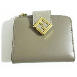 Fendi FF Diamond Bi-fold Wallet Beige