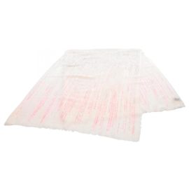 Echarpe de seda e cashmere Chanel Marrom Rosa Cru