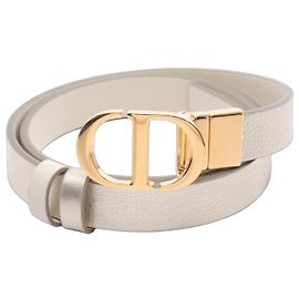 Cinto de couro reversível Christian Dior Dior 30 Montaigne Dourado Cru