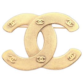Broche Chanel Coco Mark plaquée or Doré