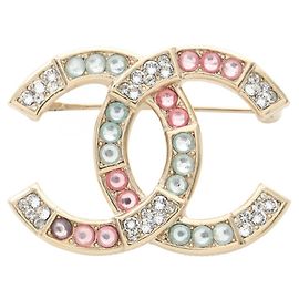 Spilla Chanel Coco Mark placcata oro Multicolore D'oro