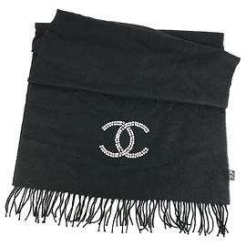 Chanel 23S Schal mit Kunstperlen-Fransen Schwarz Weiß