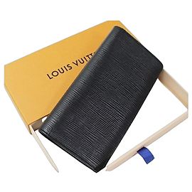 Cartera larga plegable Louis Vuitton Epi Brazza Negro
