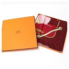 Hermès Lenço de seda Hermes Carre 90 GRAND LARGUE Branco Vermelho