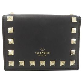 Valentino Garavani Valentino Rockstud Bi-fold Leather Wallet for Women Black