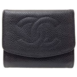 Chanel Coco Mark Stitch Gold Hardware Coin Case Black