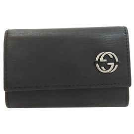Gucci Interlocking G Leather Key Case Black