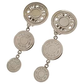 Hermès Hermes Sellier Silver Hardware Earrings Silvery
