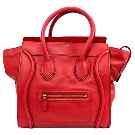 Céline Celine Luggage Mini Handbag Red