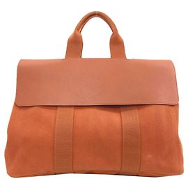 Hermès Bolsa Hermes Valparaiso MM em Orange Toile Chevron Laranja