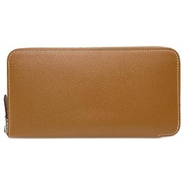 Carteira longa de seda Azap da Hermès Dourado
