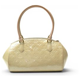VINTAGE LOUIS VUITTON SHERWOOD PM MONOGRAM LACQUERED LEATHER CREAM HANDBAG Cream