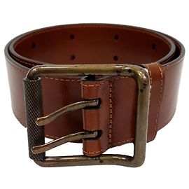 Cinto Burberry Double Holed em couro marrom Marrom Vermelho