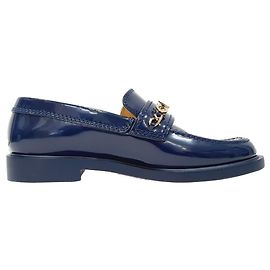 Mocasines Chanel Shiny Logo en piel de becerro charol azul Azul