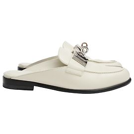 Hermès Iota Mules in White Leather White Cream