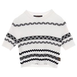 Top in cotone a coste Louis Vuitton Nero Bianco