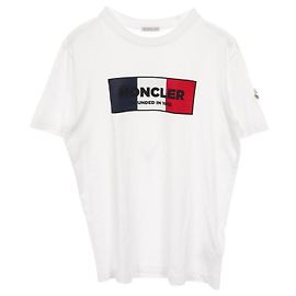 Camiseta de algodón con logo Moncler Blanco Roja Azul marino