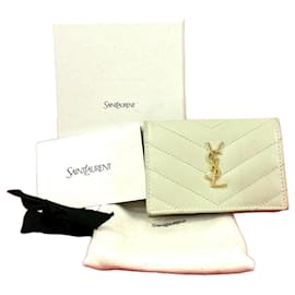 Portefeuille trois volets en cuir Yves Saint Laurent Blanc
