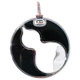 Autre Marque Colar com Pingente Qeelin Retro Pattern em Ouro Branco e Ágata Preta Preto