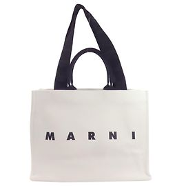 Borsa Tote 2-Way Marni Logo Print Nero Bianco