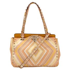 Autre Marque Valentino Studded 2-Way Leather Handbag Orange