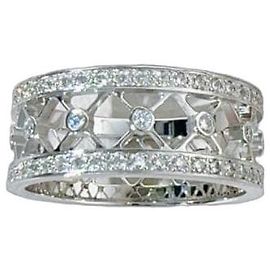 Tiffany & Co. Platinum Diamond Cutout Cigar Band Ring Silvery