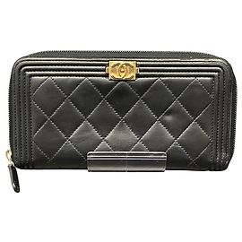 Chanel Black Lambskin Long Wallet Black